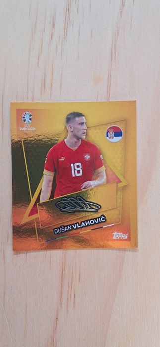 Cromo futebol de Dusan Vlahovic(Euro 2024)da Panini