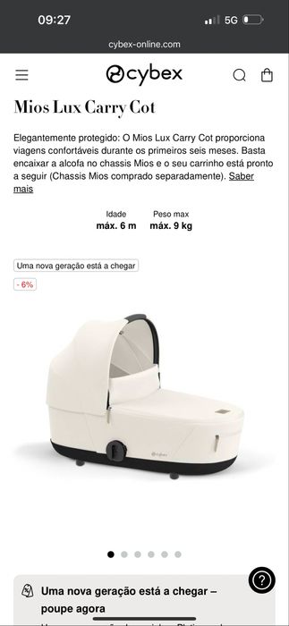 Alcofa cybex modelo lux