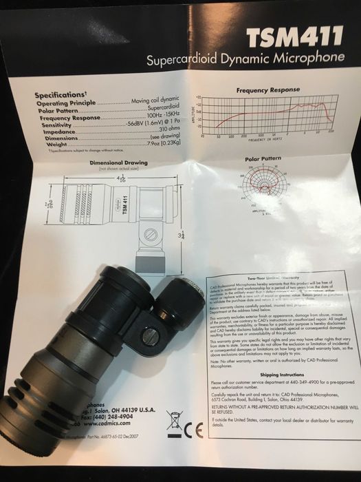 CAD TSM411 Neodymium Dynamic Microphone