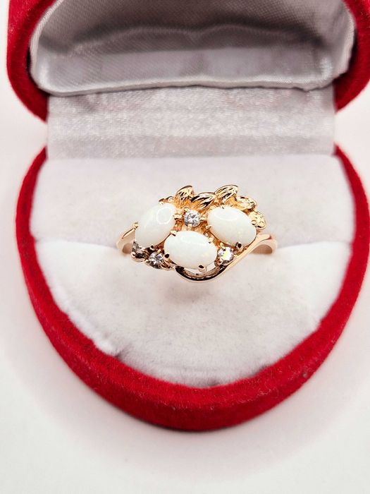 Zjawiskowy Złoty pierścionek z opalem 585 (14K) OPAL