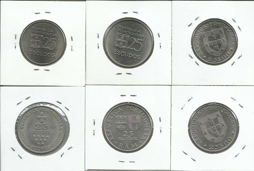11 moedas portuguesas de 25$00 diferentes – Cupro-Níquel