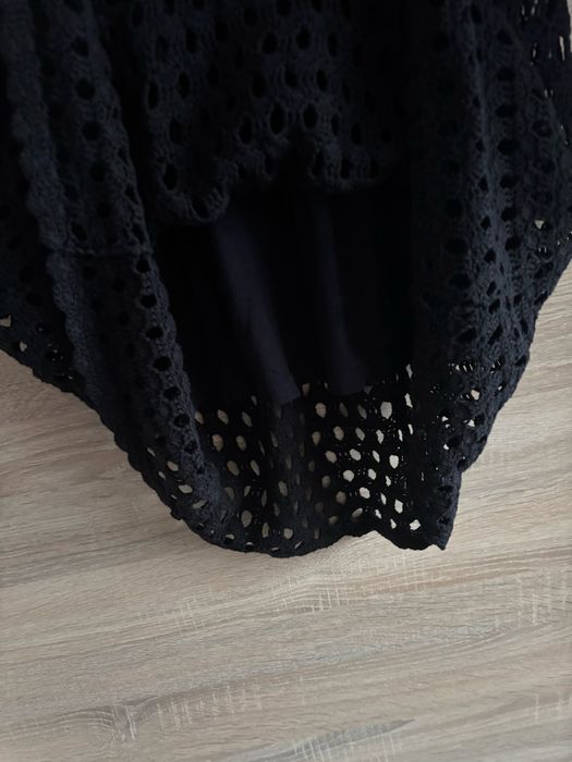 Sukienka damska ażurowa czarna rozm. 38 H&M krótki rękaw bawełna