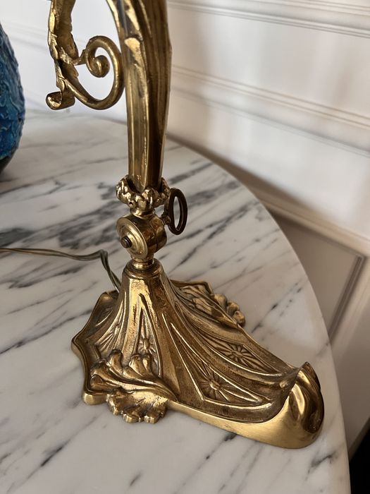 Lampa vintage brąz złocony 1900 secesja Francja XIX wiek antyk unikat