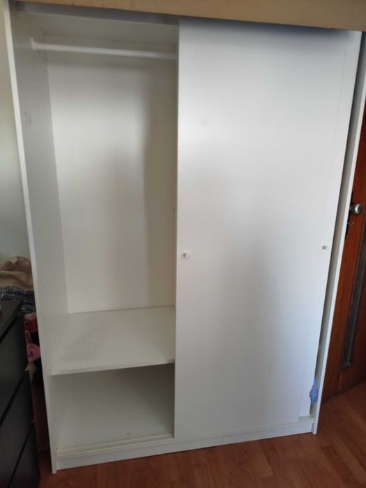 KLEPPSTAD Roupeiro c/portas deslizantes, branco, 117x55x176 cm