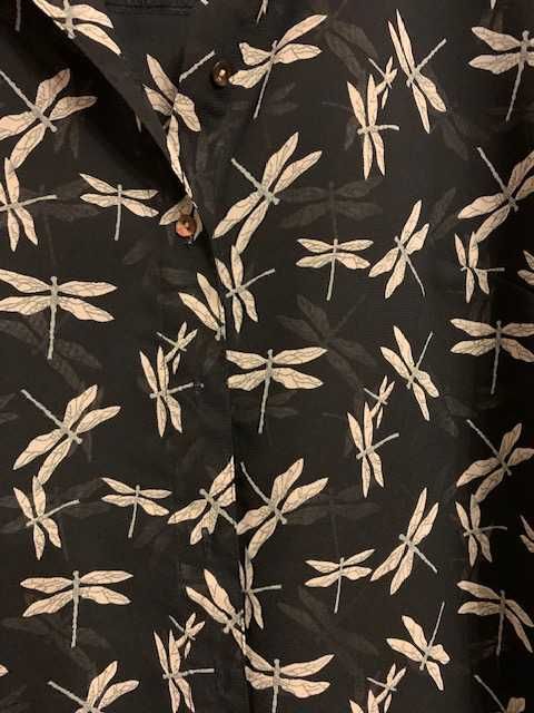 Koszula Reserved 34 czarna w motylki beżowe rozpinana