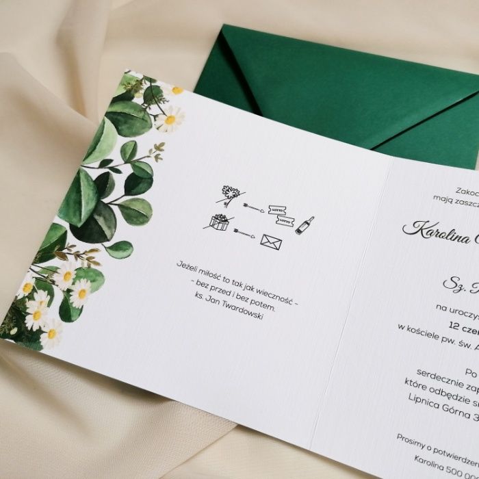Zaproszenia ślubne STOKROTKI i zieleń