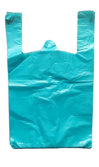 Пакет майка з ручками без принту бірюзові 30 * 45 см 50 шт