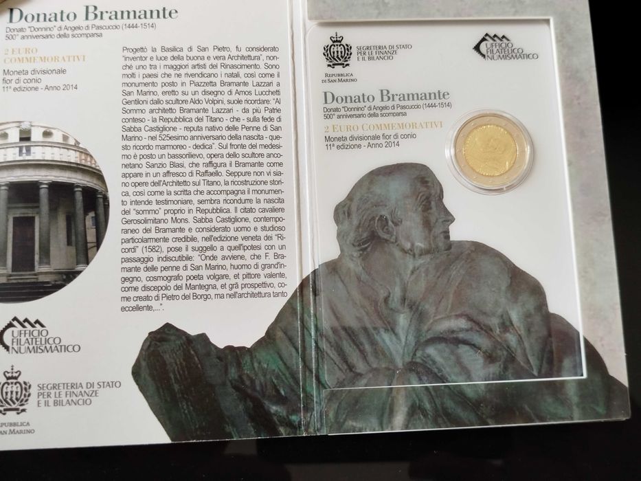 2 Moedas Comemorativas (2014) – Giacomo Puccini e Donato Bramante
