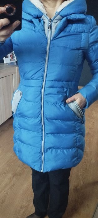 Kurtka puchowa ciepła  S/M niebieska