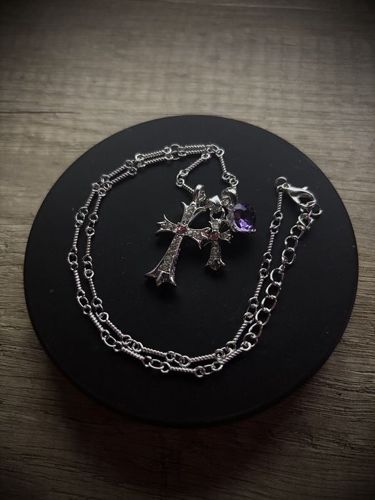 Naszyjnik w stylu chrome hearts fioletowy