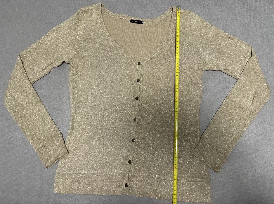 Złoty rozpinany sweter sweterek Mohito roz.M