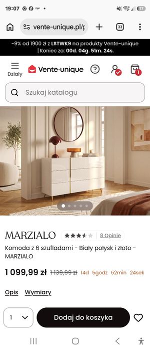 Komoda marzialo biało zlota