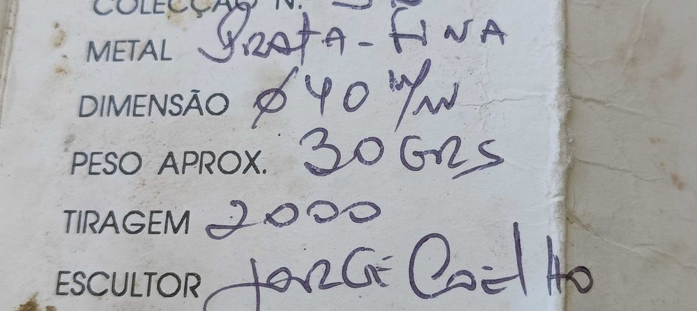 Medalha prata coleção colecionador