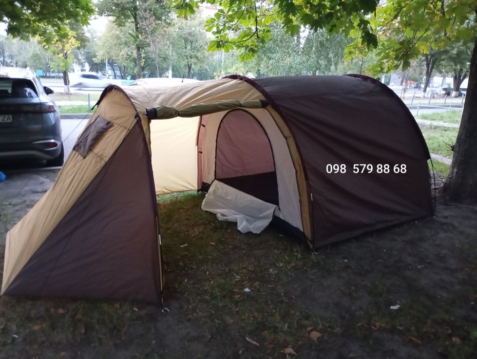 Палатка летняя, туристическая 2516 с тамбуром, кемпинг ,4 х местная,