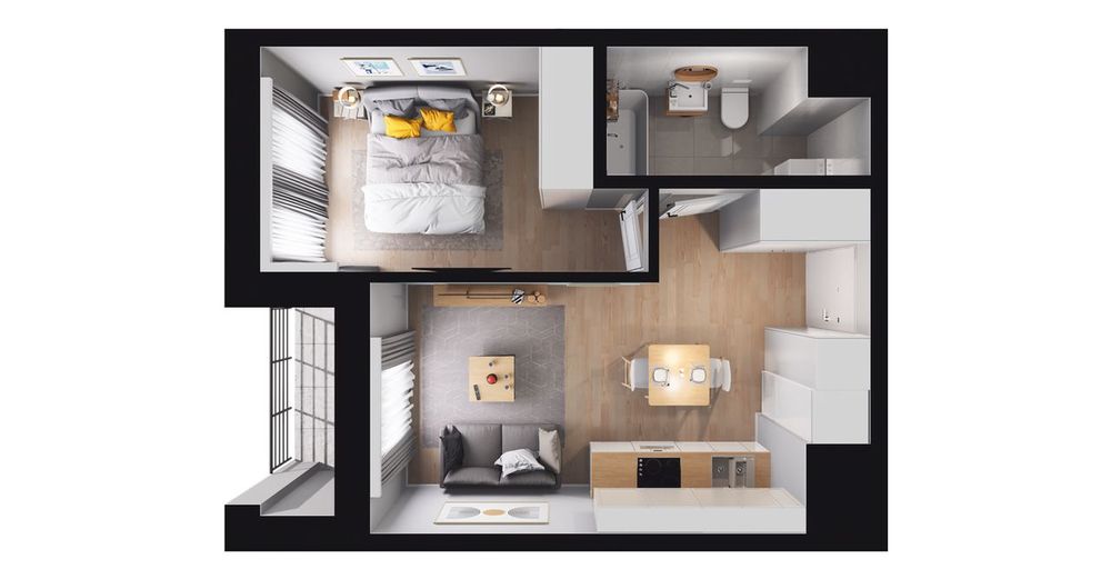 2-pokojowe mieszkanie 31m2 + loggia