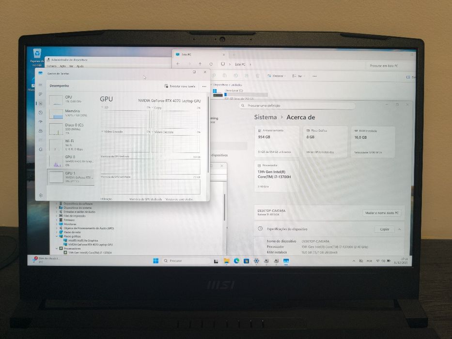 MSI i7 Gaming 4070RTX 16 Ram 1TB 3x S/ Juros