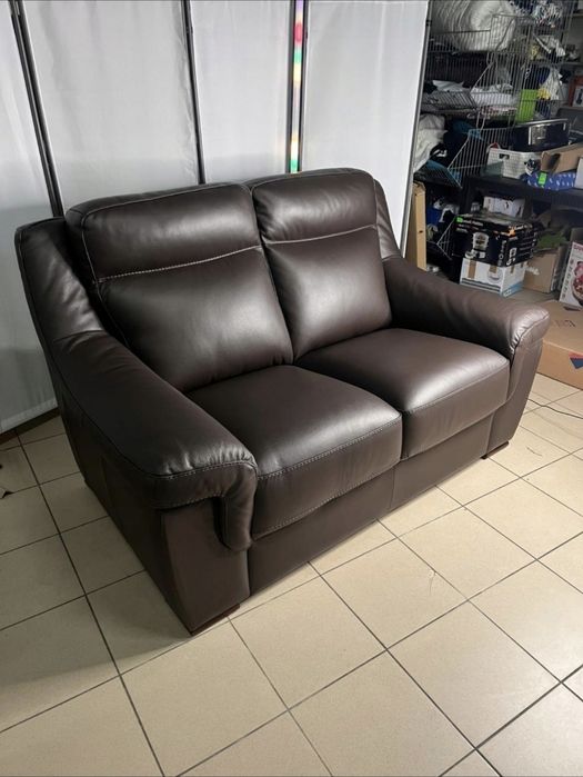 Sofa 2-osobowa Skórzana Brązowy 160x90x100cm