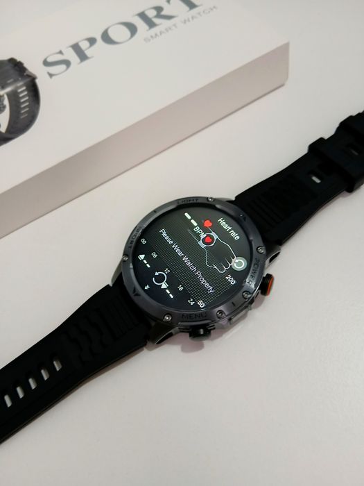 Męski Smartwatch wodoodporny,GPS, latarka IP69 10ATM, czarna koperta.
