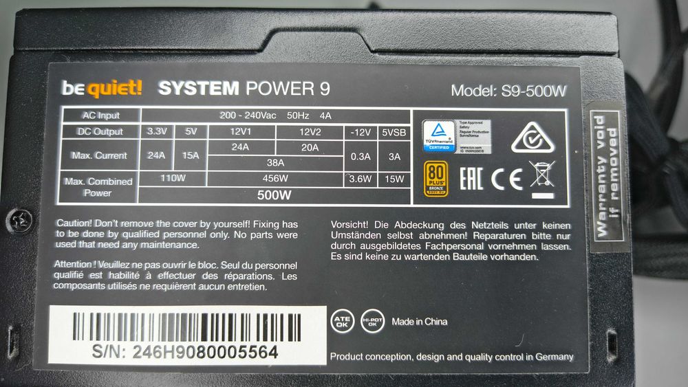 Zasilacz be quiet! System Power 9 S9-500W