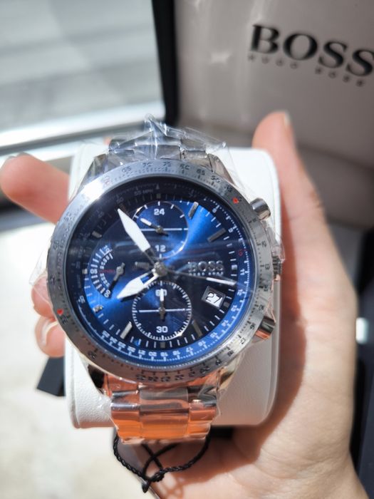 Vendo relógio Hugo Boss original bracelete prateada e mostrador azul