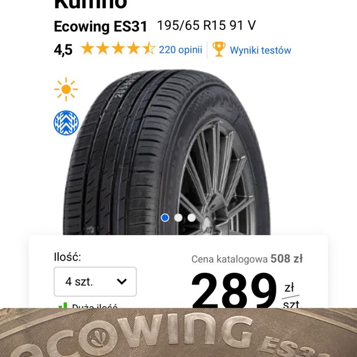 Opony letnie Kuhmo 195/65/15 2024r cena za komplet wysyłka