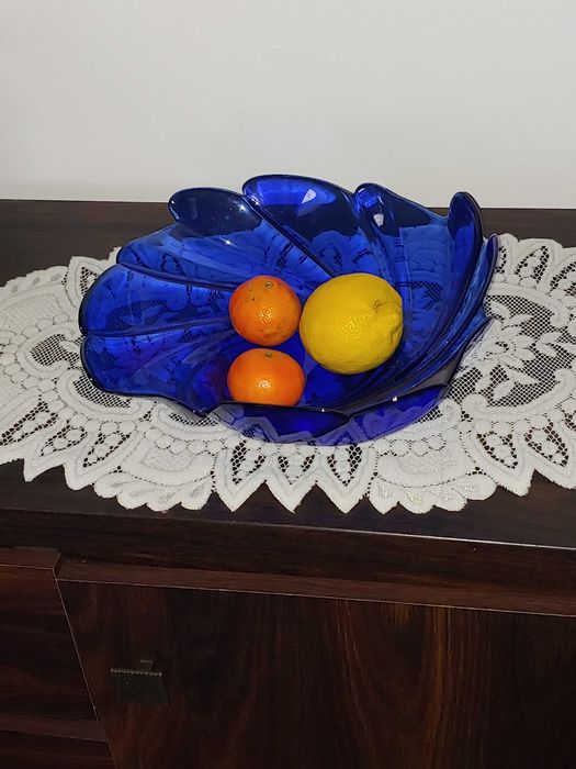 Patera szkło, kolor kobaltowy, oryginalna francuska