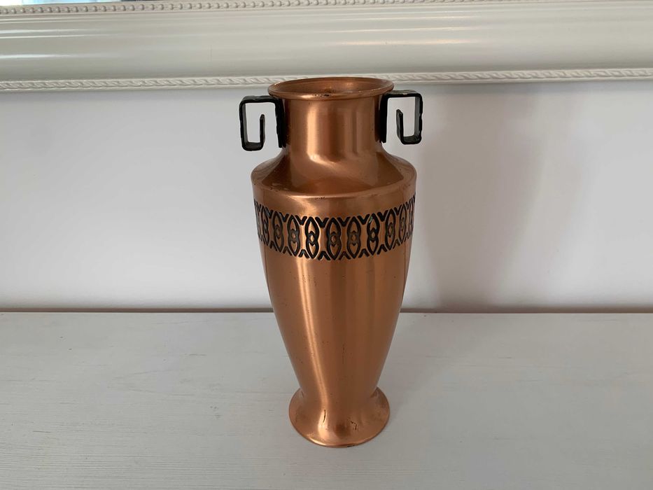Dekoracyjny wazon z geometrycznym wzorem mosiądz 24cm