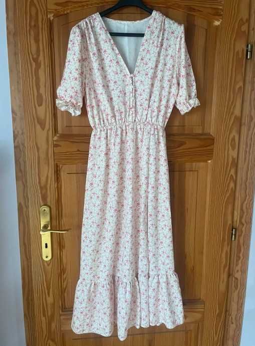 Sukienka midi w kwiatki, S