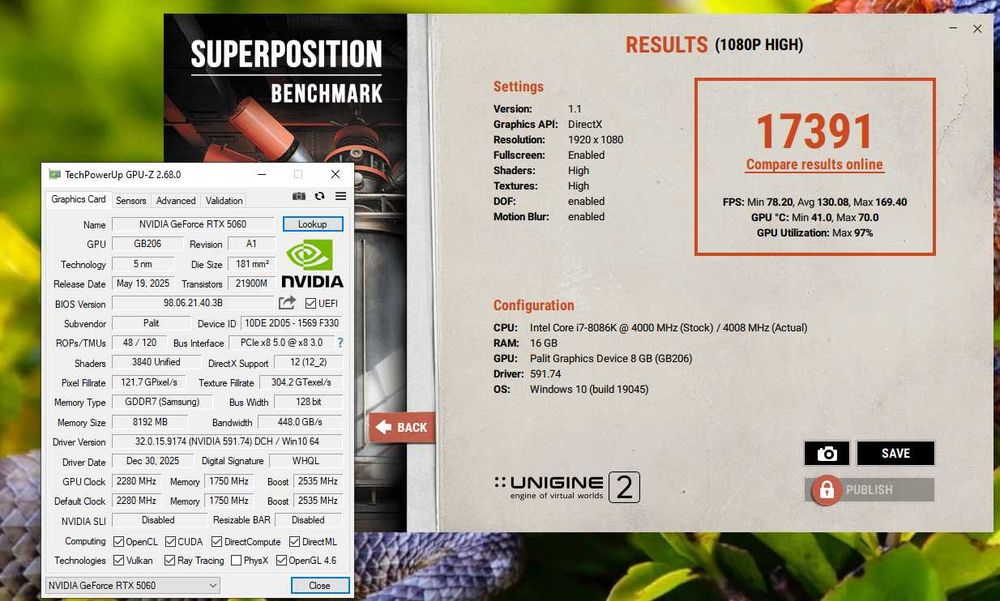 Як нова! ігрова відеокарта RTX5060 8GB DDR7 PALIT Infinity 2. Trade-IN