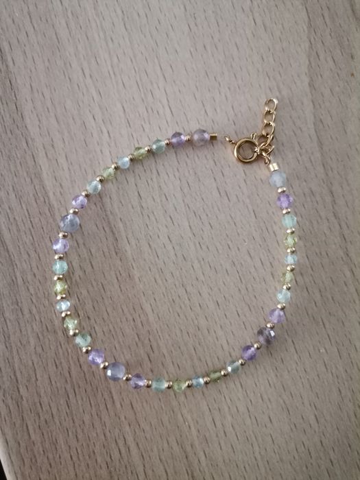 Bransoletka na lince stal szlachetna ametyst fluoryt oliwin topaz prze