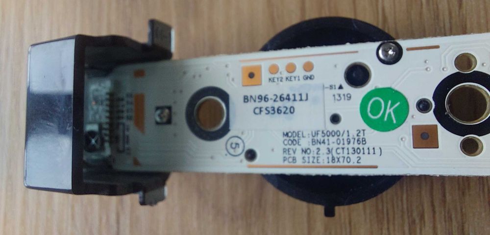 Плата управления, джойстик с ИК-приёмником UF5000/1.2T от TV Samsung UE46F5300 + шлейф, оригинал, рабочая, б/у