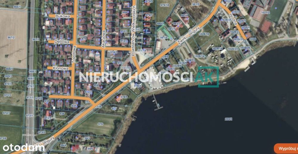 Działka nad jeziorem z linią brzegową | Ślesin