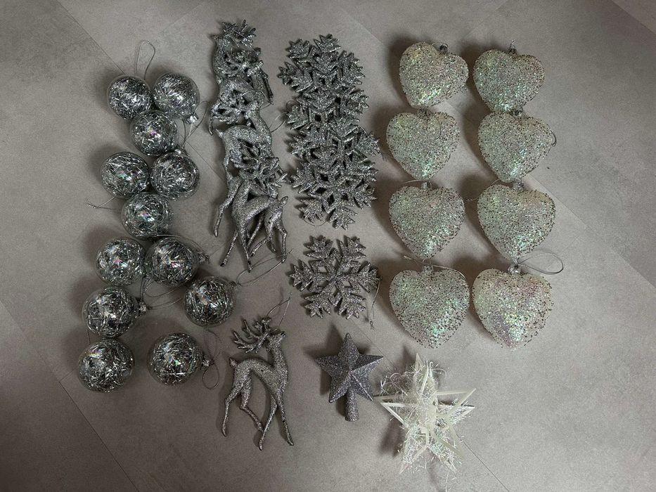 Zestaw bombek na choinke home&you szklane srebrne