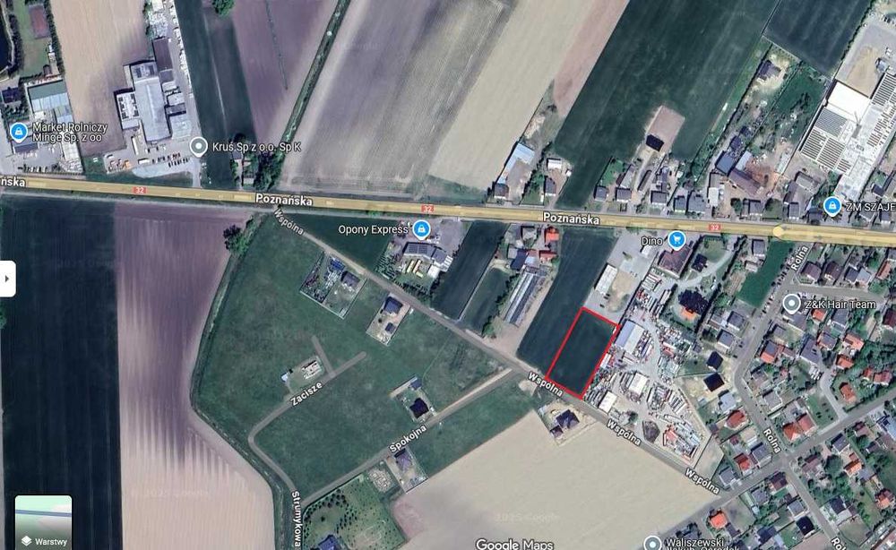 Działka druga linia DK 32 pod hale magazynowa produkcyjna  do900m/2