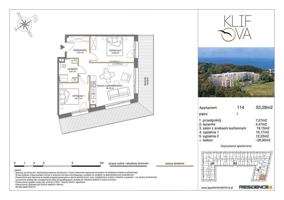 3-pokojowe mieszkanie 53m2 + balkon