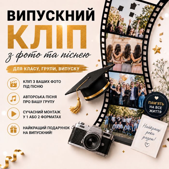 Випускний кліп з фото та піснею для класу / групи
