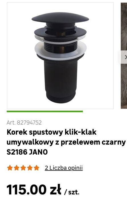 Korek Klik Klik czarny mat nowy
