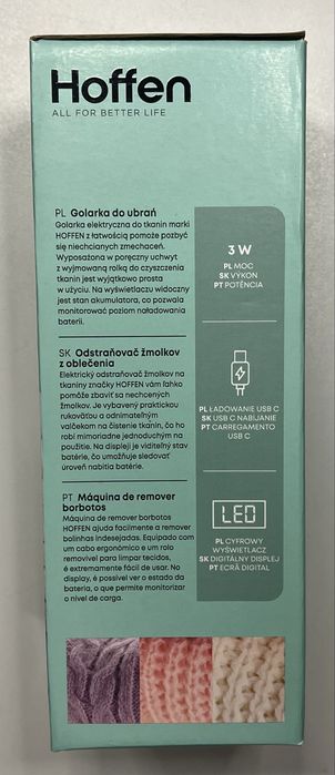 Golarka do ubrań Hoffen bezprzewodowa LED USB-C beżowa