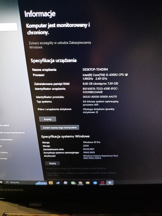 Lenovo X1 Carbon i5 2.49GHz 8GB 250GB Win10