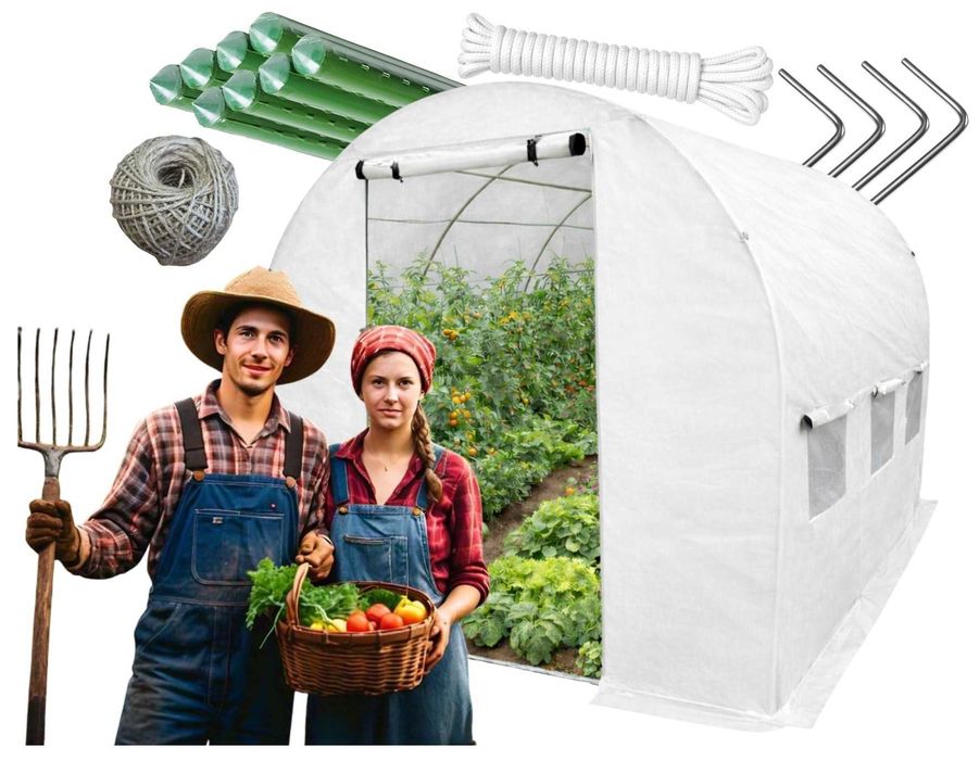 Tunel foliowy ogrodowy szklarnia warzywa 2 wejścia 3x4,5m foliak 25mm