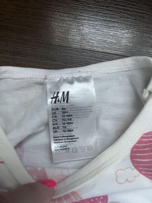 Biała piżamka niemowlęca dziewczęca H&M r.86