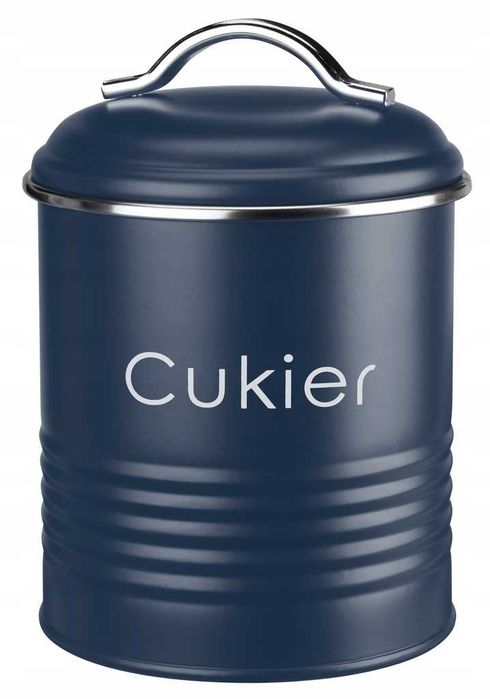 Pojemnik metalowy na cukier niebieski 24616N