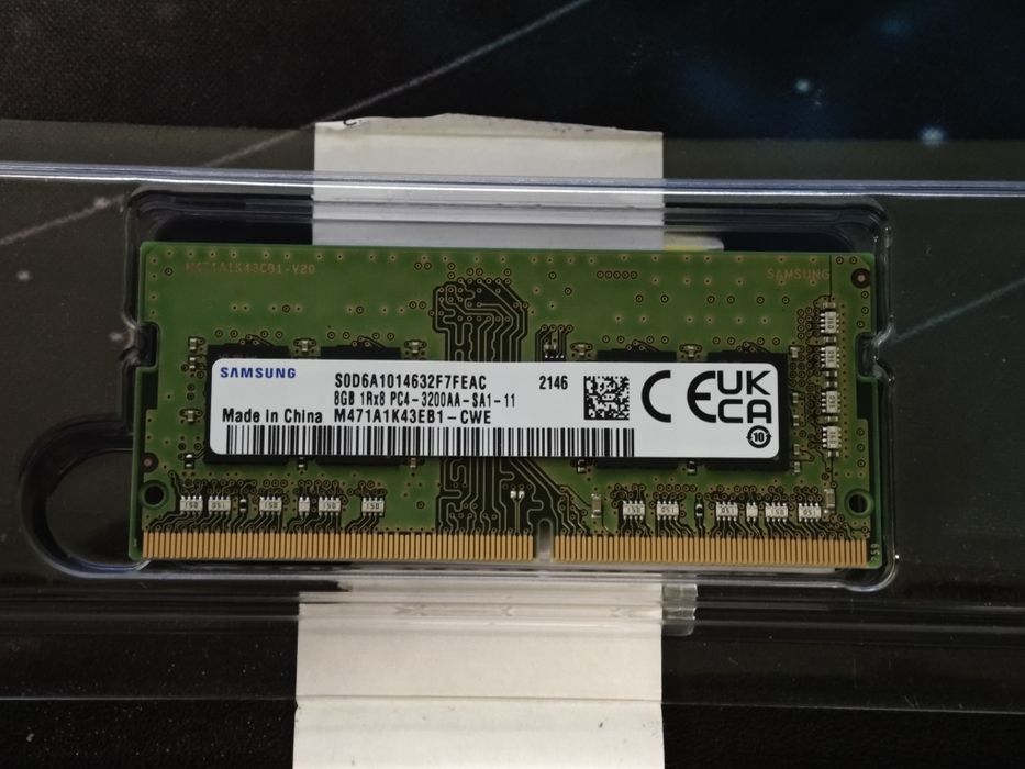 Оперативна пам'ять для ноутбука Samsung SO-DIMM DDR4-3200 16GB (2x8GB) (M471A1K43EB1-CWE)