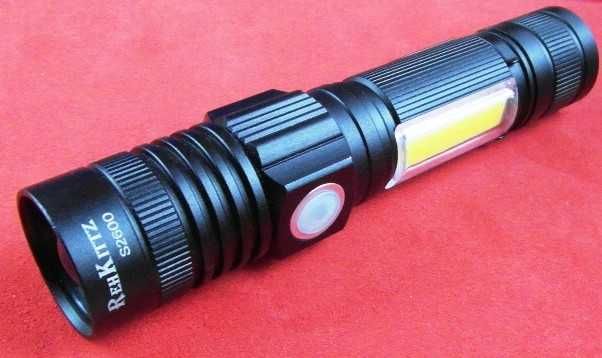 Latarka Rehkittz S2600 Ładowana 2500mah 18650 2x Led zoom + Cob Magnes