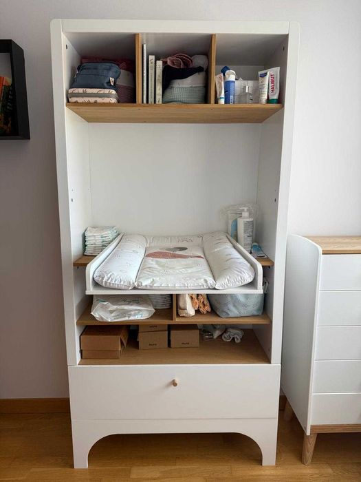 Estante/muda-fraldas 2 em 1, Nougatine - branco