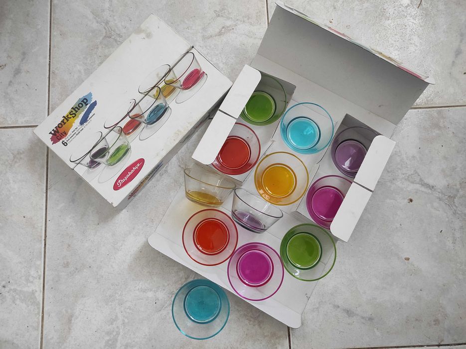 Tigelas de vidro coloridas para sobremesa, 12 unidades