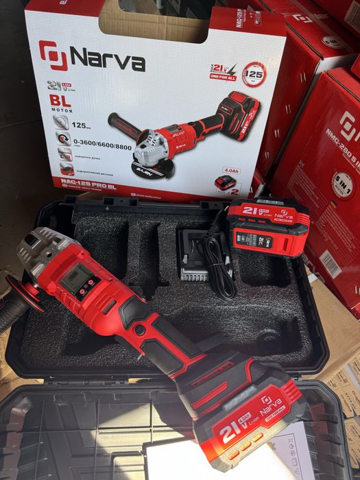 Акумуляторна болгарка NARVA NAG-125 PRO BL поворотная бесщеточная