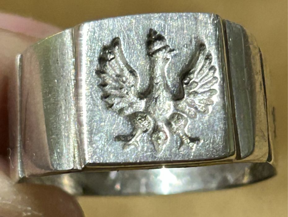 Sygnet pieczętny z Orłem w Koronie srebro 84 przełom XVIII - XIX wieku