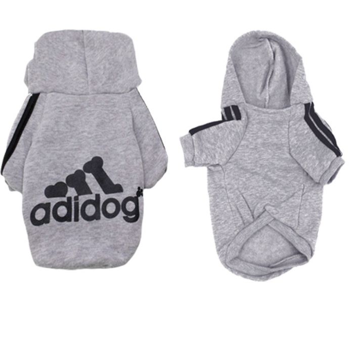 Bluza dla psa Adidog szara ocieplana z kapturem 4XL