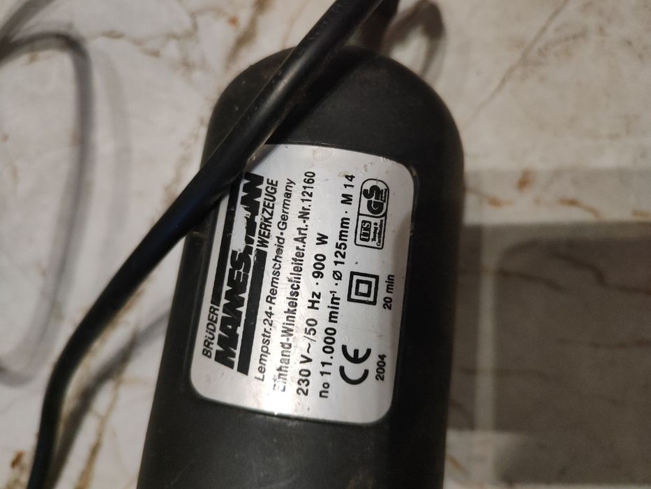 Klucz szlifierka kątowa Mannessn 900 W kątówka tarcze 125